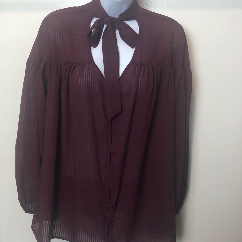 Time & Tru NWOT Purple Tie Front Blouse